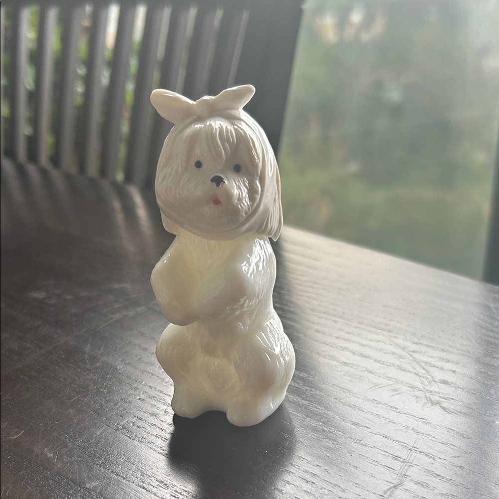 Avon white milk glass Terrier cologne bottle (empty)